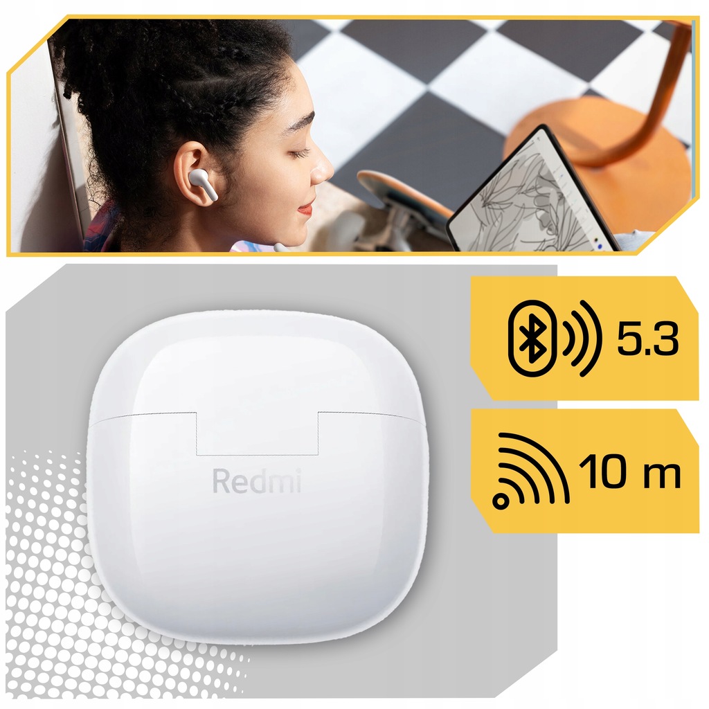 SŁUCHAWKI BEZPRZEWODOWE DOUSZNE XIAOMI REDMI BUDS 6 LITE ANC BT 5.3 BIAŁE Kod producenta 57181